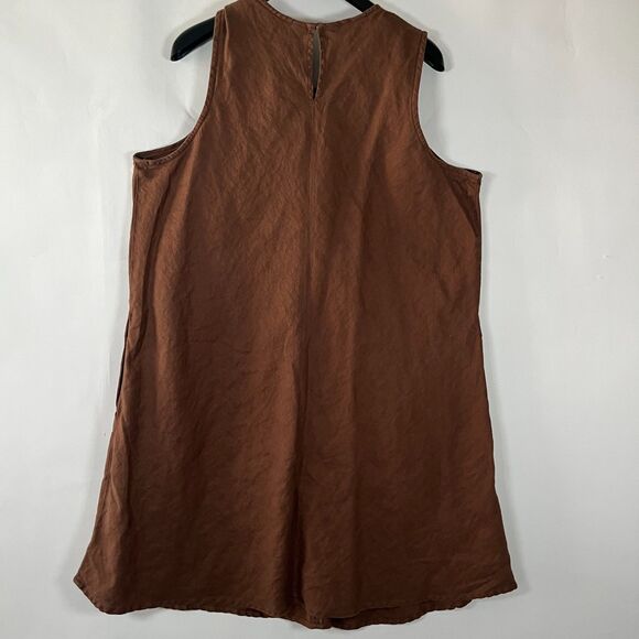 Lands' End Linen Dress 1X Sleeveless Shift Resort Beachy Lagenlook Minimal - Picture 6 of 11